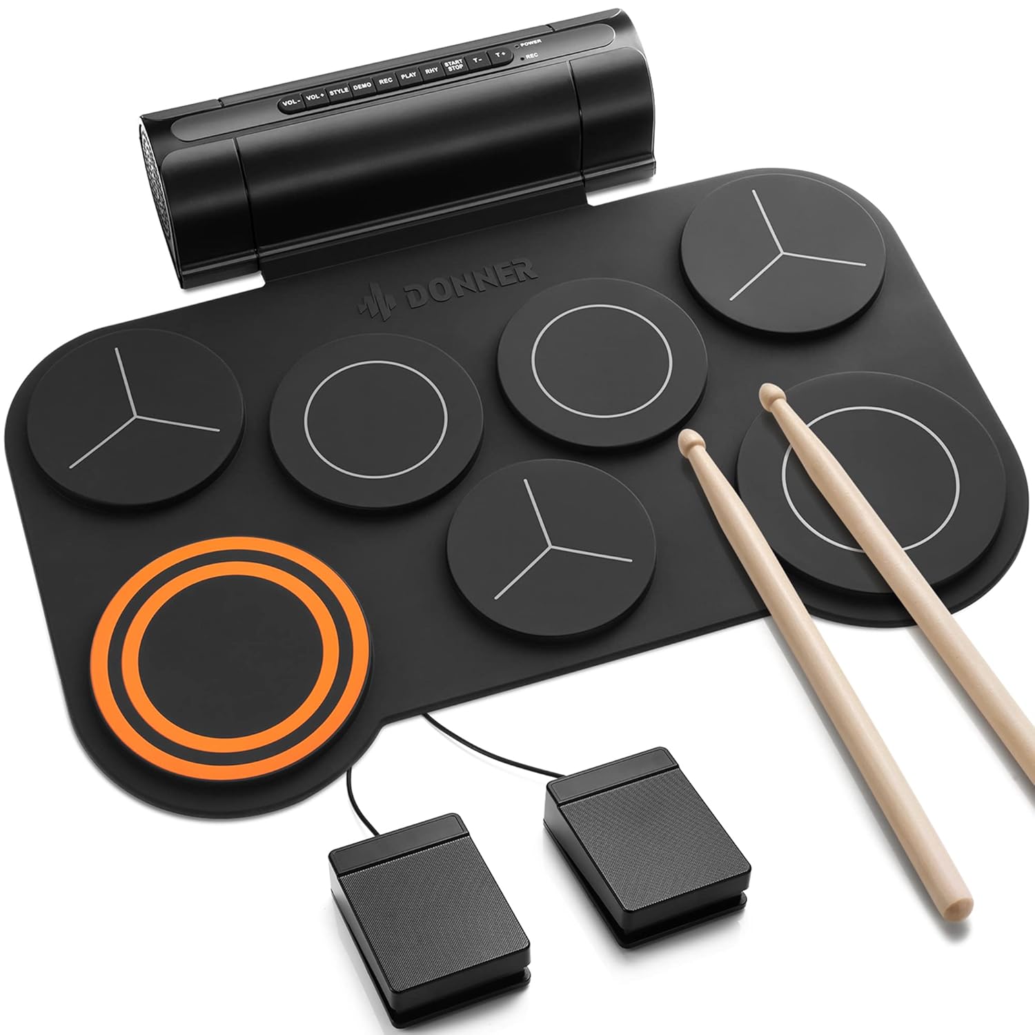 Donner DED-20 Roll-Up Electric Drum Pad with Built-In Speaker - product image