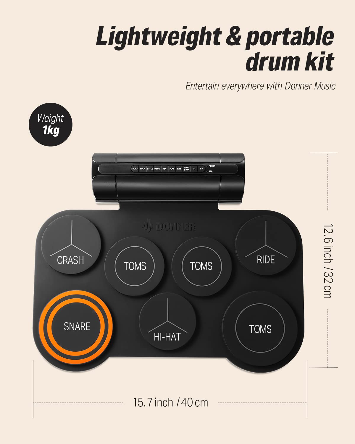 Donner DED-20 Roll-Up Electric Drum Pad with Built-In Speaker - product image