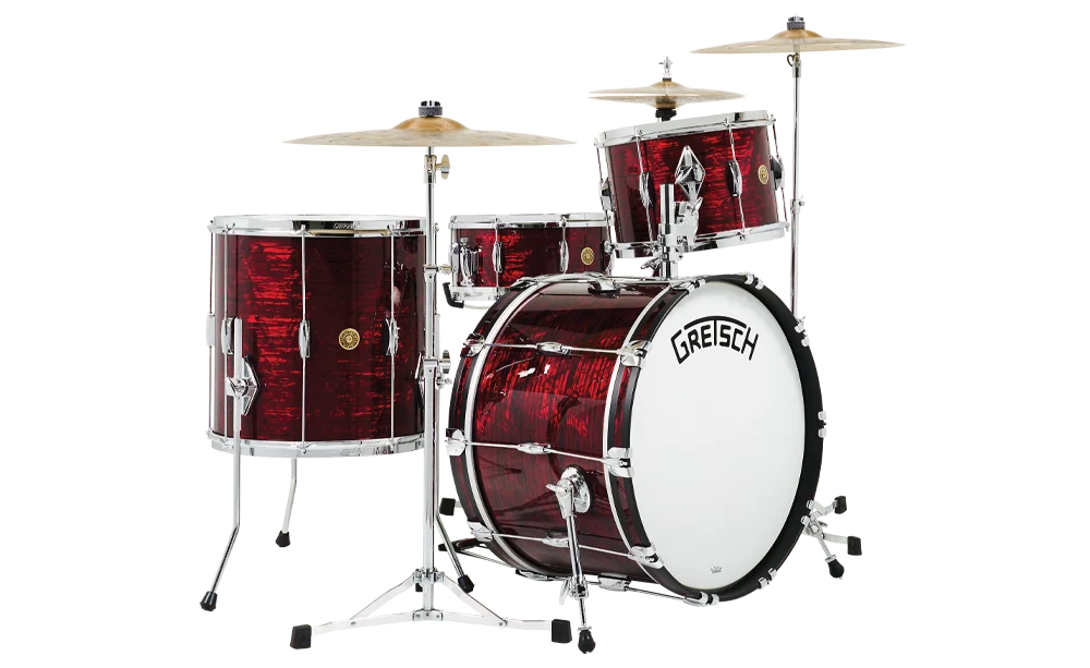 Gretsch Broadkaster Shell Pack – Customisable - Gretsch Broadkaster Heritage Build drum kit in Ruby Red Sparkle Nitron