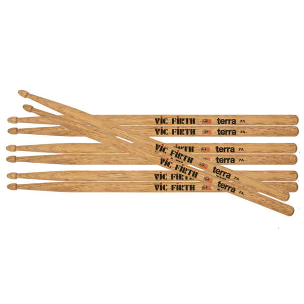 Four pairs of Vic Firth 7AT Terra drumsticks